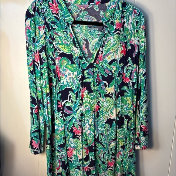 Lily Pulitzer Green and Pink Sarasota Women’s Blouse Size Large - Picture 3 of 10